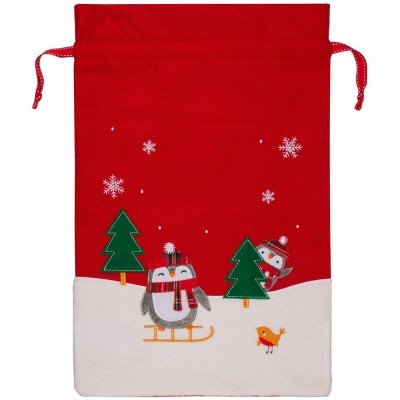 Купить Мешок для подарков Noel, с пингвинами с нанесением