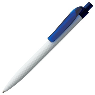 Купить Ручка шариковая Prodir QS01 PMT-T, бело-синяя с нанесением