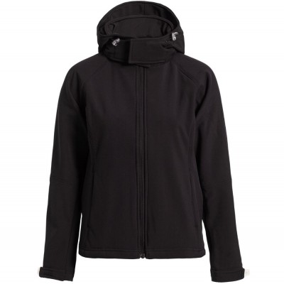 Купить Куртка женская Hooded Softshell черная с нанесением