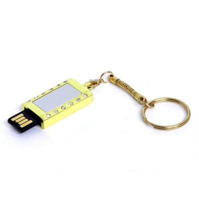 Купить USB-флешка на 32 Гб в виде Кулона с кристаллами, мини чип, золотой с нанесением