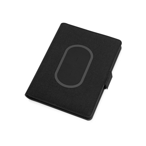 Купить Органайзер с беспроводной зарядкой 5000 mAh Powernote, темно-серый (P) с нанесением логотипа