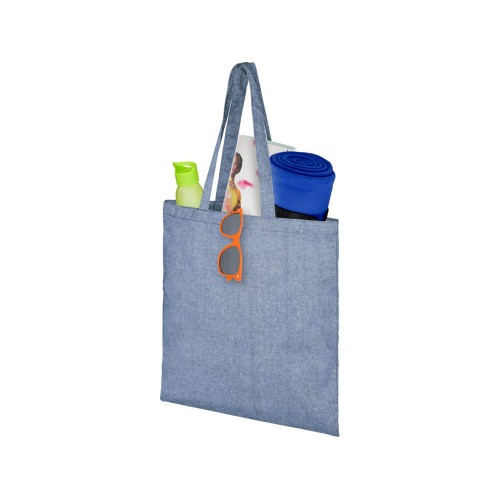 Купить Сумка-тоут Pheebs из переработанного хлопка 150 г/м2, синий меланж с нанесением логотипа