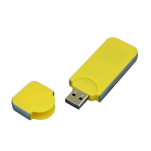 Купить USB-флешка на 64 Гб в стиле I-phone, прямоугольнй формы, желтый с нанесением логотипа