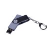 Купить USB-флешка на 64 ГБ поворотный механизм, c двумя дополнительными разъемами MicroUSB и TypeC, серебро с нанесением логотипа