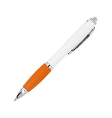 Ручка пластиковая шариковая CARREL с антибактериальным покрытием, белый/апельсин