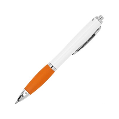 Купить Ручка пластиковая шариковая CARREL с антибактериальным покрытием, белый/апельсин с нанесением логотипа