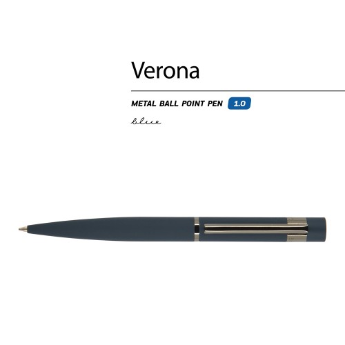 Купить Ручка Verona шариковая автоматическая, синий металлический корпус 1.0 мм, синяя с нанесением логотипа Купить Ручка Verona шариковая автоматическая, синий металлический корпус 1.0 мм, синяя с нанесением логотипа