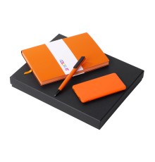 Подарочный набор c блокнотом С3, ручкой и повербанком 5000 mAh, оранжевый