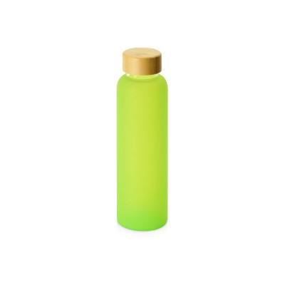 Купить Стеклянная бутылка с бамбуковой крышкой Foggy, 600мл, зеленое яблоко с нанесением логотипа