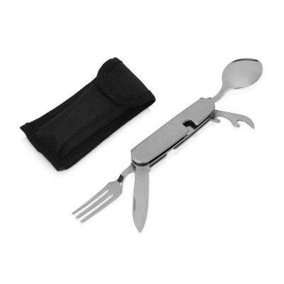 Купить Приборы Camper 4 в 1 в чехле: вилка, ложка, нож, открывалка с нанесением логотипа