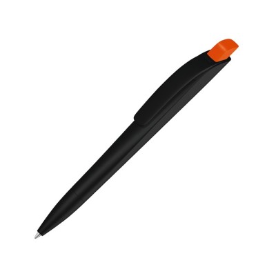 Купить Ручка шариковая пластиковая Stream, черный/оранжевый с нанесением