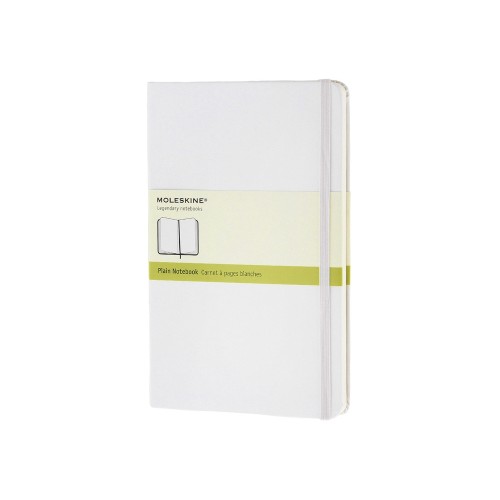 Купить Записная книжка Moleskine Classic (нелинованный) в твердой обложке, Large (13х21см), белый с нанесением логотипа
