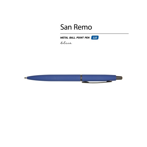 Купить Ручка металлическая шариковая San Remo, софт-тач, 1.0 мм, синий с нанесением логотипа