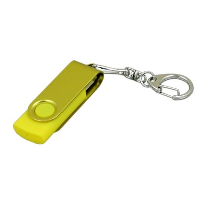 Купить Флешка промо поворотный механизм, с однотонным металлическим клипом, 32 Гб, желтый с нанесением логотипа