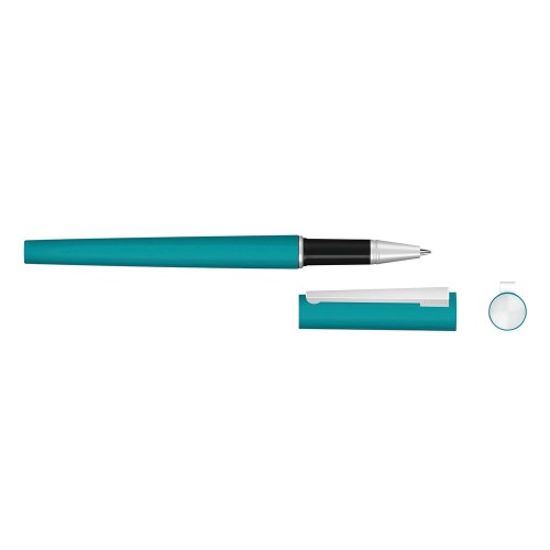 Купить Ручка металлическая роллер Brush R GUM soft-touch с зеркальной гравировкой, бирюзовый с нанесением логотипа