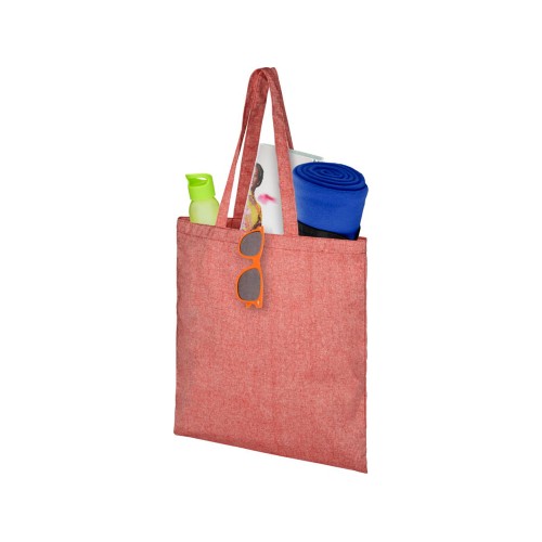 Купить Сумка-тоут Pheebs из переработанного хлопка 150 г/м2, красный меланж с нанесением логотипа