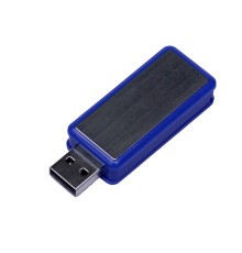 USB-флешка промо на 4 Гб прямоугольной формы, выдвижной механизм, синий