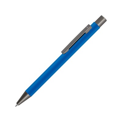 Купить Ручка шариковая UMA STRAIGHT GUM soft-touch, с зеркальной гравировкой, синий с нанесением