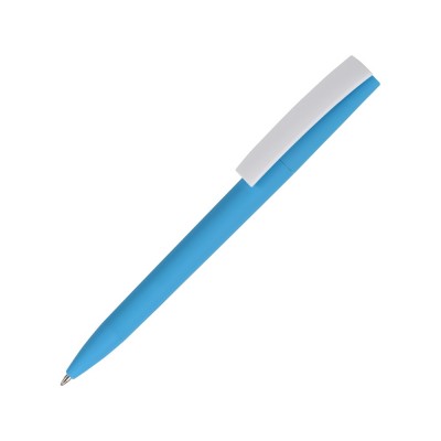 Купить Ручка пластиковая soft-touch шариковая Zorro, голубой/белый с нанесением