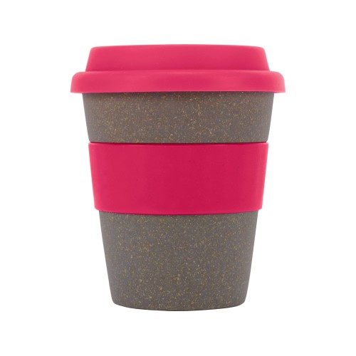 Купить Стакан с силиконовой крышкой Cafe, розовый с нанесением логотипа