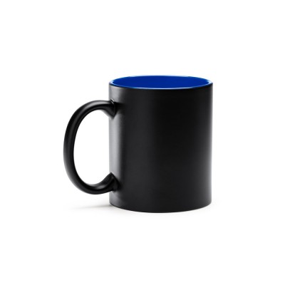 Купить Кружка керамическая MACHA, 350 мл, черный/голубой с нанесением логотипа