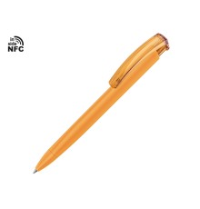 Ручка пластиковая шариковая трехгранная Trinity K transparent Gum soft-touch с чипом передачи инфо, охра