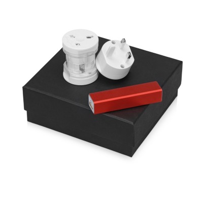 Купить Подарочный набор Charge с адаптером и зарядным устройством, красный с нанесением логотипа