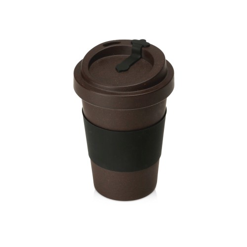 Купить Стакан из кофе с силиконовой манжетой Latte, коричневый (Р) с нанесением логотипа