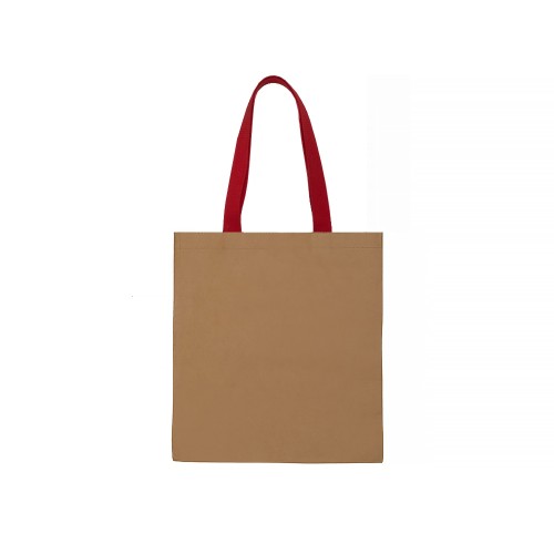 Купить Сумка-шоппер Papyrus из моющейся крафт-бумаги, натруальный/красный с нанесением логотипа