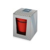Купить Стеклянный стакан Monday с силиконовой крышкой и манжетой, 350мл, красный с нанесением логотипа