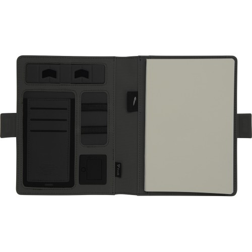 Купить Органайзер с беспроводной зарядкой 5000 mAh Powernote, светло-серый (P) с нанесением логотипа
