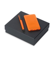 Подарочный набор c пластиковой ручкой, повербанком С1, 5000 mAh, оранжевый