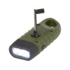 Купить Динамо-фонарик Helios из переработанной пластмассы с солнечной батареей и карабином - Зеленый армейский с нанесением логотипа
