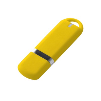 Купить USB-флешка на 32 ГБ с покрытием soft-touch, жёлтый с нанесением логотипа