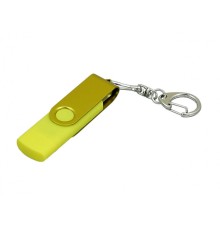 Флешка с поворотным механизмом, c дополнительным разъемом Micro USB, 64 Гб, желтый