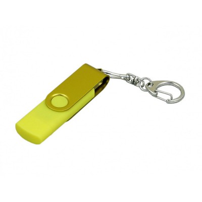 Купить Флешка с поворотным механизмом, c дополнительным разъемом Micro USB, 64 Гб, желтый с нанесением