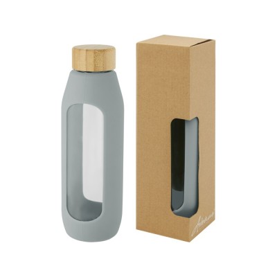 Tidan Бутылка из боросиликатного стекла объемом 600 мл с силиконовым держателем, серый