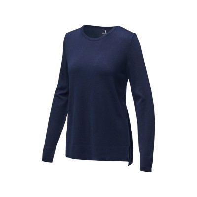Купить Женский пуловер Merrit с круглым вырезом, темно-синий с нанесением