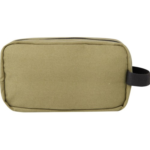 Купить Косметичка Joey из холста, переработанного по стандарту GRS, объемом 3,5 л, оливковый с нанесением логотипа