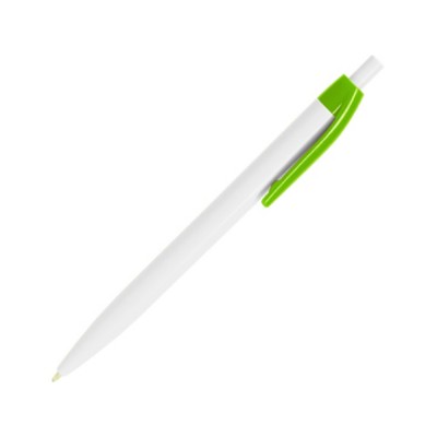 Купить Ручка пластиковая шариковая HINDRES, белый/зеленое яблоко с нанесением логотипа