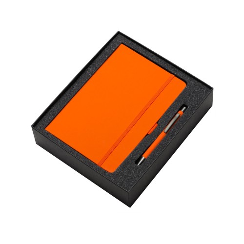 Купить Подарочный набор Vision Pro soft-touch с ручкой и блокнотом А5, оранжевый с нанесением логотипа