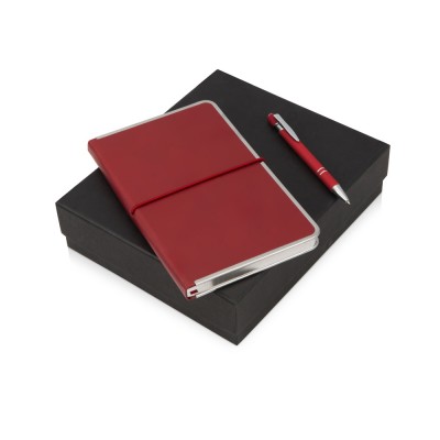 Купить Подарочный набор Silver Sway с ручкой и блокнотом А5, красный с нанесением логотипа
