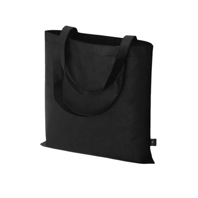 Купить Сумка-шоппер Reviver из нетканого переработанного материала RPET, черный с нанесением логотипа