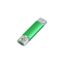 USB-флешка на 16 Гб.c дополнительным разъемом Micro USB, зеленый