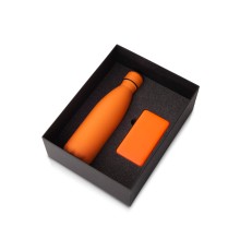 Подарочный набор с термобутылкой и повербанком С1, 5000 mAh, оранжевый