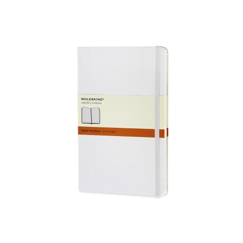 Купить Записная книжка Moleskine Classic (в линейку) в твердой обложке, Large (13х21см), белый с нанесением логотипа
