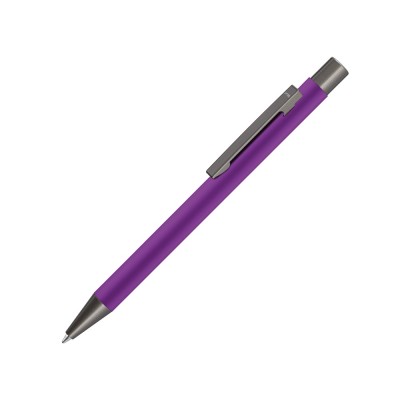 Купить Ручка шариковая UMA STRAIGHT GUM soft-touch, с зеркальной гравировкой, фиолетовый с нанесением