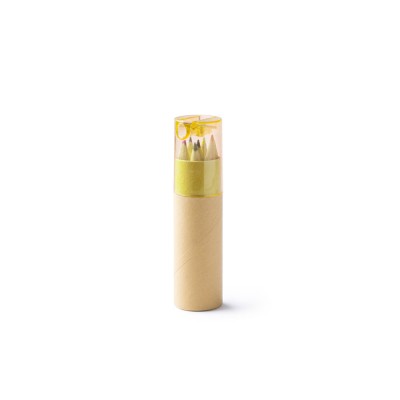 Набор из 6 деревянных карандашей MABEL в футляре из переработанного картона, натуральный/желтый