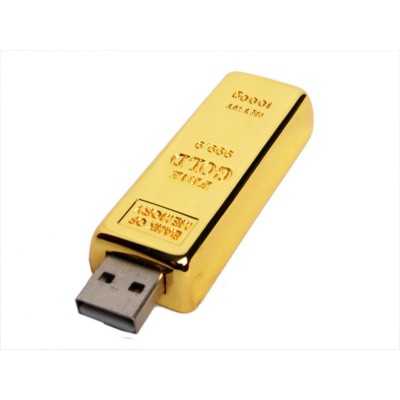 Купить USB-флешка на 16 Гб в виде слитка золота, золотой с нанесением