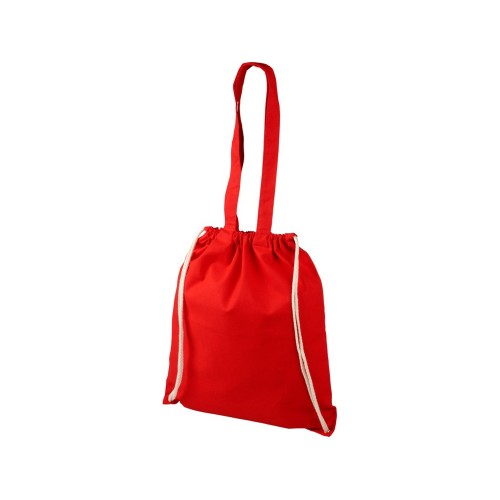 Купить Рюкзак со шнурком Eliza из хлопчатобумажной ткани плотностью 240 г/м2, красный с нанесением логотипа